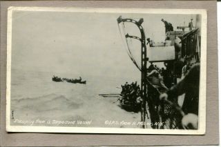 Postcard Wwi U.  S.  Navy Ship Escaping From Torpedoed Vessel Sailors Rppc 460n