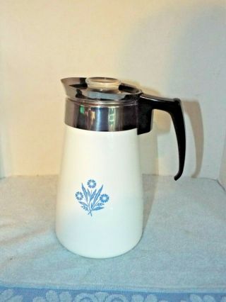 Vintage Corning Ware Stove Top Peculator 9 Cup Cornflower Coffee Maker