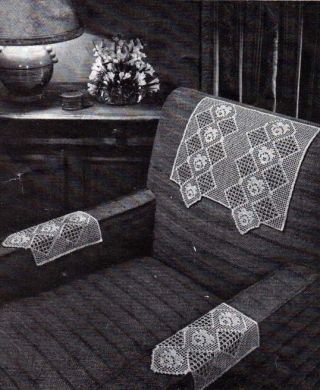 Rose Filet Doily Crochet Pattern Wheat Star Flower Chair Set