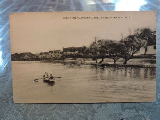 1940s Fletcher Lake Rowboat Bradley Beach Jersey Shore Monmouth Nj Post Card