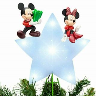Disney Store Mickey & Minnie Mouse Lighted Christmas Holidays Tree Topper