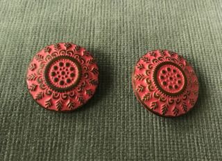 Vintage Matched Pink And Gold Painted Metal Ornate Buttons 2.  7cm
