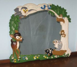 Vintage Walt Disney Productions Wall Mirror,  Bambi,  Thumper,  Child Room,  Plastic
