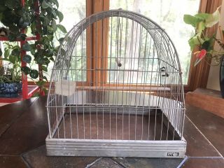 Vintage Kaboy Wire Metal Bird Cage With Wooden Swing Primitive Rustic Decor