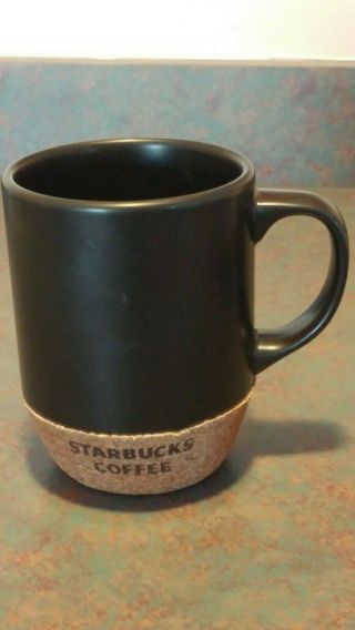 Starbucks Coffee Cork Bottom 2009 Large Black Ceramic Mug Cup 18 Oz