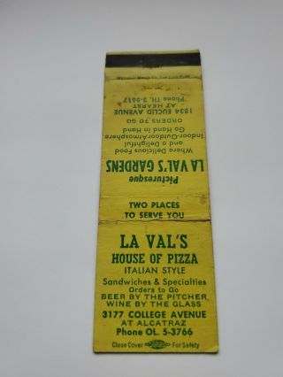 La Val’s House Of Pizza Oakland California Matchbook Cover