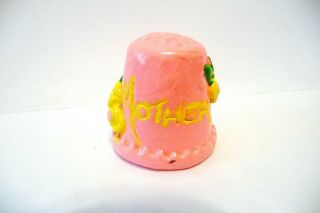 Thimble Vintage Handpainted Pink Polymer Clay C&s 
