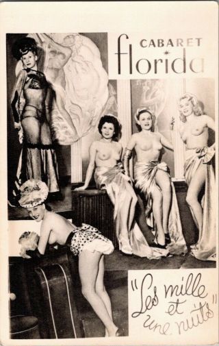 Cabaret Florida Postcard Rppc Les Mille Et Une Nuits (geneva?) Risqué Nude C515