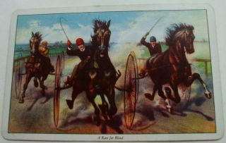 1 Vintage Swap Playing Card/us Blank Back Named A Race For Blood Harness Race
