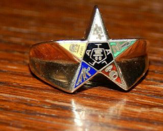 Vintage 10k Yellow Gold Order Of The Eastern Star Mason Masonic Ring Sz 5.  5
