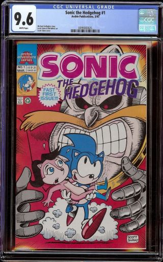 Sonic The Hedgehog 1 Cgc 9.  6 White (archie,  1993) Begin Long Running Series