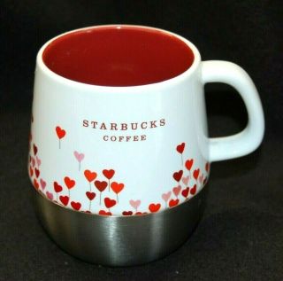 Starbucks Heart Coffee Mug 2007 Ceramic Stainless Steel Base 14 Oz (b)