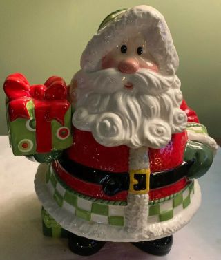 Fitz And Floyd Santa Claus Cookie Jar Holiday Cheer Christmas Decoration
