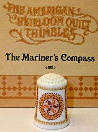 An American Heirloom Quilt Fine Bone China Thimble The - - Mariners Compass - -