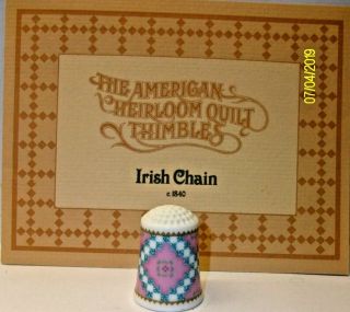 An American Heirloom Quilt Fine Bone China Thimble The - - Irish Chain - -