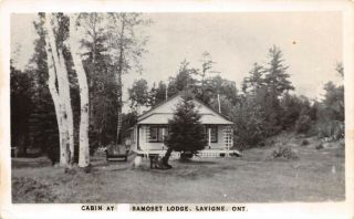 Canada Postcard Real Photo Rppc Ontario C40s Lavigne Samoset Lodge Cabin 52