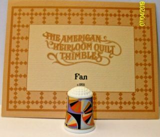 An American Heirloom Quilt Fine Bone China Thimble The - - Fans - - 1983
