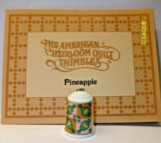 An American Heirloom Quilt Fine Bone China Thimble The - - Pineapple - -