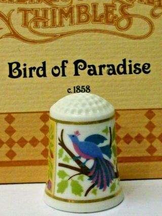A RARE AMERICAN HEIRLOOM QUILT BONE CHINA THIMBLE THE - - BIRD OF PARADISE - - 2