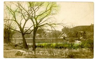 Stockport Ny - Paper Mill & Falls - Rppc Postcard Columbia County Near Hudson