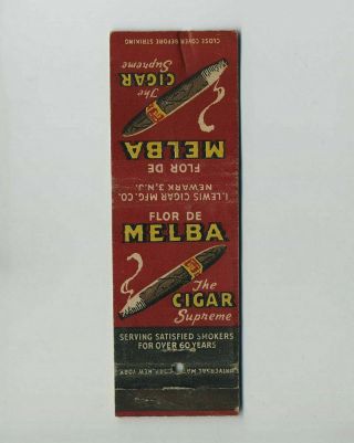 Vintage Melba Cigar Advertising Matchcover I.  Lewis Newark Nj Jersey Wz9422