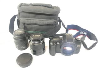 Vintage Canon Eos Rebel G With 2 Lenses 35 - 80mm & Ultrasonic 80 - 200mm With Bag