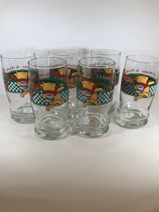 Disney Winnie The Pooh & Tigger " Oh Bother " Set Of 6 Anchor Hocking Glasses Euc