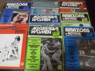 8 Vintage All Female Wrestling Magazines W/women,  Girl,  Lady Wrestlers