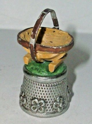 A Pewter Stephen Frost Hand Painted Thimble - - A Garden Basket - -
