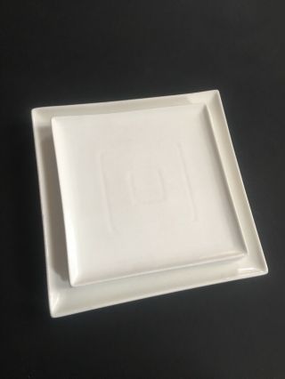 Crate And Barrel Square Porcelain Lunch Plates White Mod 3pc For Ludvicari Only