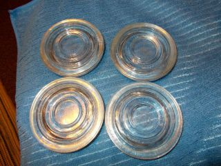 4 Vintage 3in Thick Clear Glass Furniture Coaster Caster Cups Fits 2 