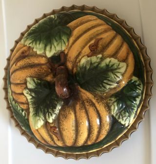 Gorgeous Ceramic Fall Autumn Thanksgiving Pumpkin Pie Plate With Lid