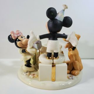 2003 Lenox Disney Happy Birthday Mickey Figurine Votive 75th Cake Party Minnie 3
