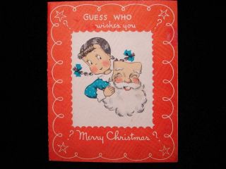 Vintage " Guess Who Wishes You - Susie - Q - Norcross " Christmas Greeting Card