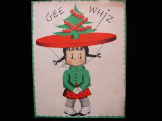 Vintage " Gee Whiz Susie - Q - Norcross " Christmas Greeting Card