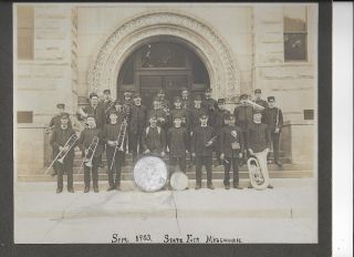 1903 Mounted Photo Marching Band With Instruments Milwaukee,  Wi State Fair