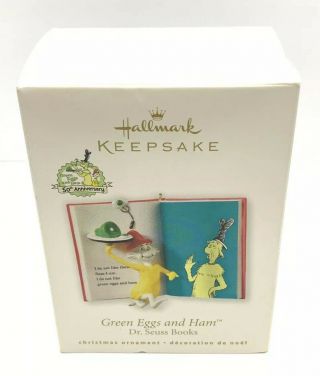 Hallmark Keepsake Green Eggs & Ham Book Dr.  Seuss Books Ornament 50th Anniversary