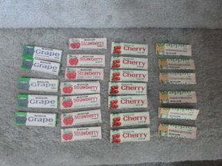 25 Htf Vintage Adams Chewing Gum Wrappers Sour Grape Cherry Apple Strawber 2.  62 "