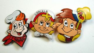 Bb Vintage Polymer & Brass Buttons Rice Krispies Snap Crackle & Pop Characters