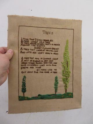 Vintage Old Sampler Embroidery Trees To Mam Xmas 1942