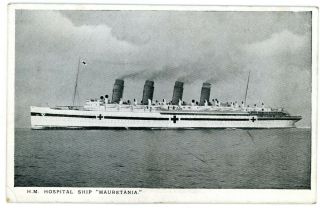 Cunard Ocean Liner - Rms Mauretania As Wwi Hospital Ship - Postcard