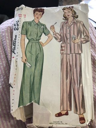 Vintage Simplicity Sewing Pattern 1999 Misses And Women’s Two - Piece Pajama Sz 16