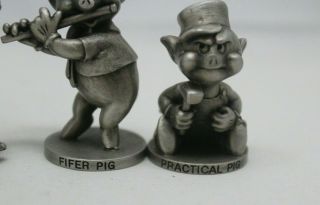 Vtg Schmid Walt Disney Fine Pewter Fifer,  Practical Pigs & Big Bad Wolf Figurine 3