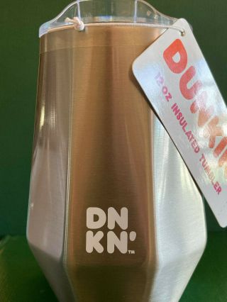 2019 Dunkin Donuts 12 Oz Insulated Tumbler Silver Hot Cold Mug Cup Thermo Dnkn