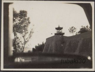 F6 China Inner Mongolian Traveling Japan Army Convoy 1930s Photo Castle Wall