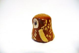 THIMBLE VINTAGE HANDPAINTED POLYMER CLAY C&S ' 83 FIGURAL OF AN OWL 2