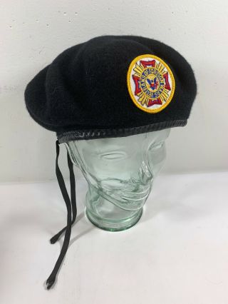 Vintage Veterans Of Foreign Wars Vfw Hat Beret Army Navy Marine Corp A2