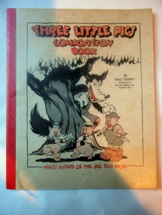 1930s Three Little Pigs Silly Symphonies Walt Disney Movie Tablet Nm