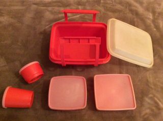 Tupperware Pack N Carry Lunch Box Orange Complete Set