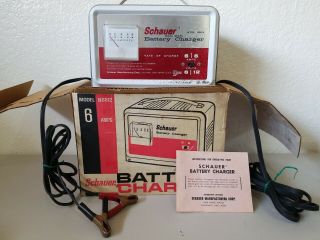Schauer Battery Charger Amps Model B6612 6/ 12 Volt Vintage W/box,  Instructions